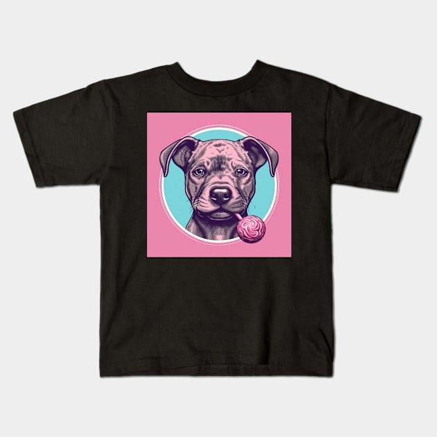 Staffy Lollipop Kids T-Shirt by Enchanted Reverie